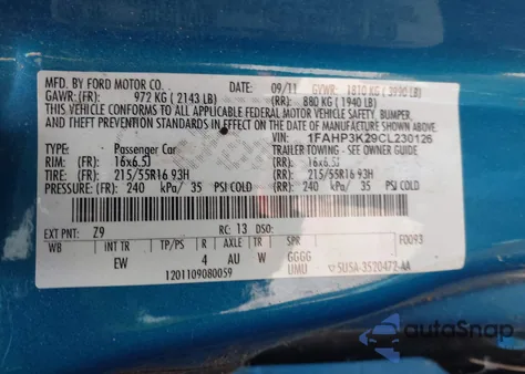 2012 Ford Focus Se z USA, uszkodzony, nr VIN 1FAHP3K29CL230126